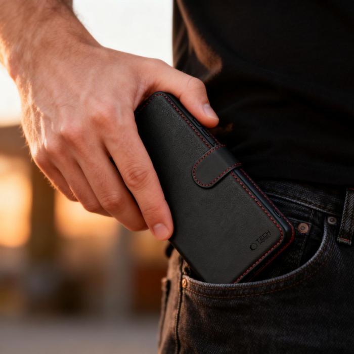 Bild 6, Tech-Protect Galaxy A57 5G Fodral Läder Svart / Röd
