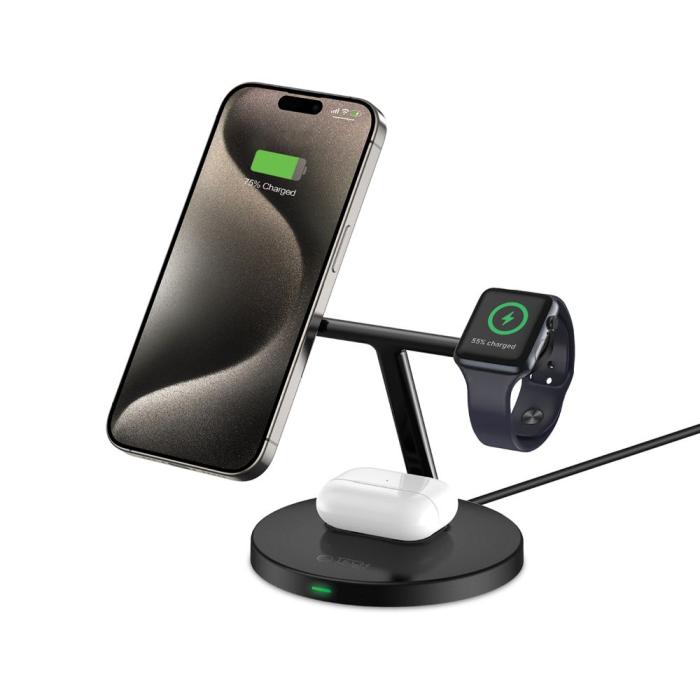 Bild 2, Tech-Protect 15W Qi 3in1 Trådlös MagSafe Laddare Svart