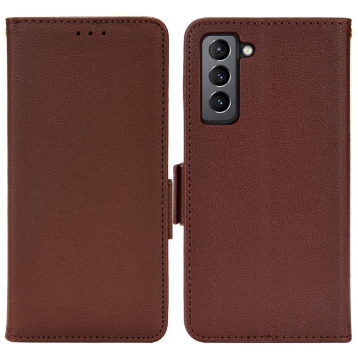 Bild 1, Samsung Galaxy S22 Plus Fodral Litchi Textur Brun
