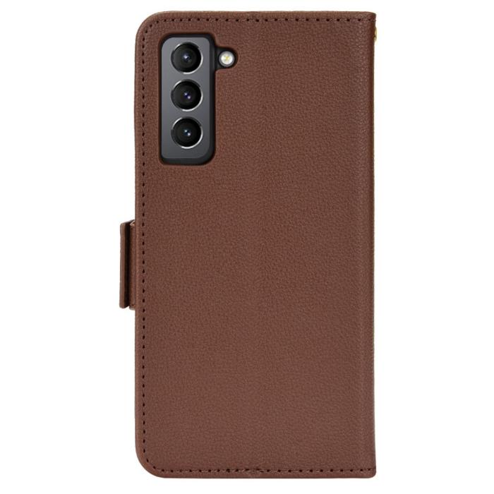 Bild 3, Samsung Galaxy S22 Plus Fodral Litchi Textur Brun
