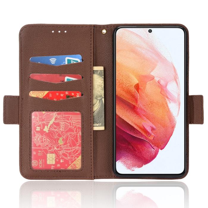 Bild 4, Samsung Galaxy S22 Plus Fodral Litchi Textur Brun