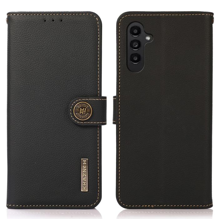 Bild 1, KHAZNEH Samsung Galaxy S24 FE Fodral RFID Äkta Läder Svart