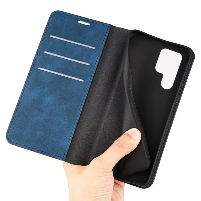 Bild 4, Samsung Galaxy S23 Ultra Fodral Flip Skin Touch Blå