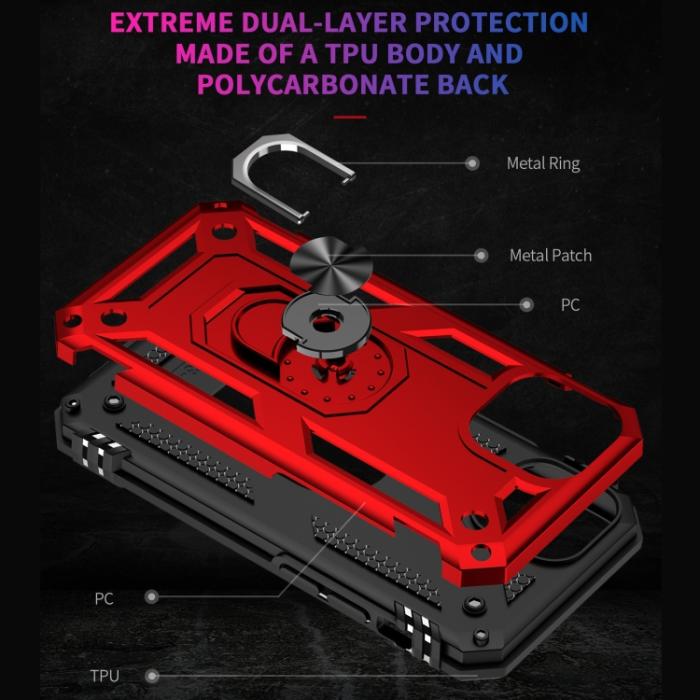 Bild 5, iPhone 14 Pro Max Skal Shockproof Hybrid Ring Röd