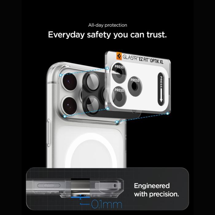 Bild 6, Spigen iPhone 18 Pro Max Linsskydd Optik Pro XL GLAS.tR 'Ez Fit'