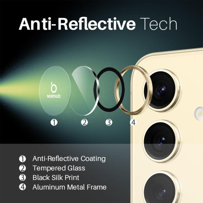 Bild 3, NORTHJO Galaxy S25 Linsskydd Härdat Glas Guld