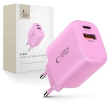 Tech-Protect 20W V&auml;ggladdare PD QC3.0 USB-C / USB-A Baby Pink