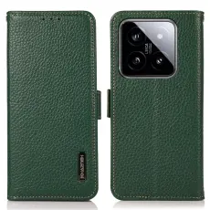 KHAZNEH Xiaomi 14 Ultra Fodral RFID Litchi &Auml;kta L&auml;der Gr&ouml;n