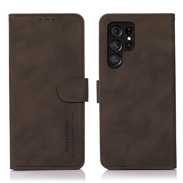 Bild 1, KHAZNEH Samsung Galaxy S22 Ultra Fodral Retro Läder Brun