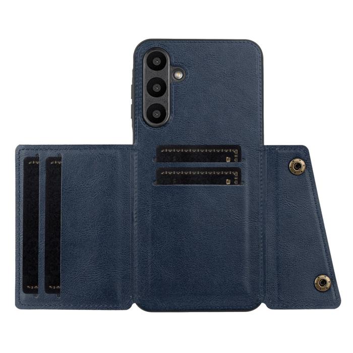 Bild 3, Samsung Galaxy A37 5G Skal Läder Med Kortfack Och Magnet Blå