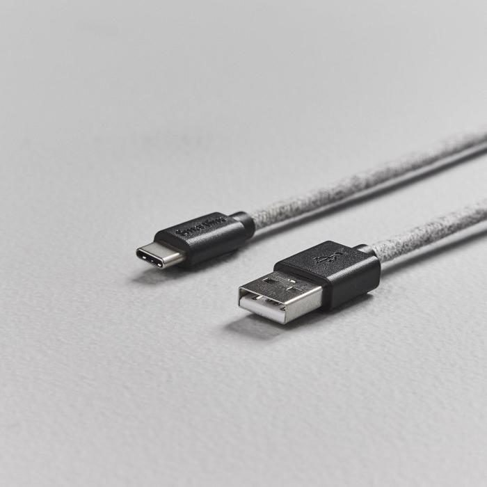 Bild 6, Smartline 2m 3A USB-C Fuzzy Laddningskabel Grå