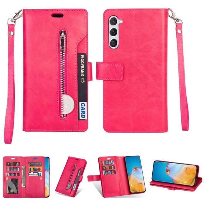Bild 1, Samsung S23 Fodral Multifunktionell Med Frontficka Rosa