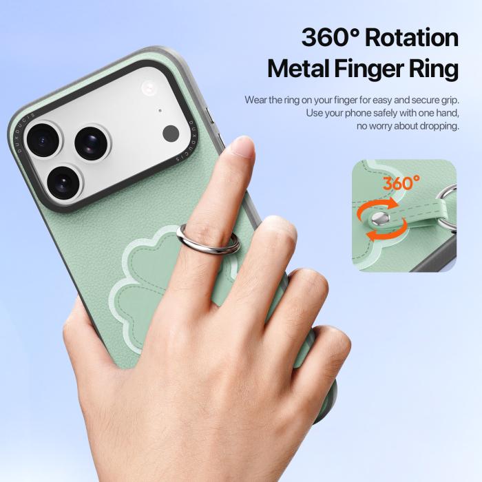 Bild 6, DUX DUCIS iPhone 17 Pro Max Skal PU-Läder Klöver Grön