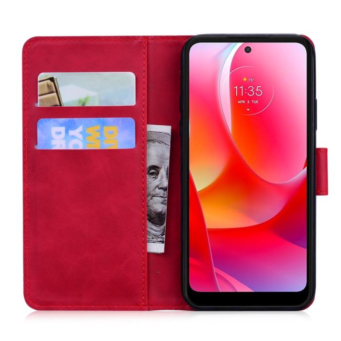 Bild 4, Motorola Moto G51 Fodral Skin Touch Läder Röd