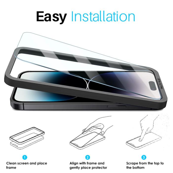 Bild 3, NORTHJO iPhone 14 Pro Max Skärmskydd 2-PACK Härdat Glas