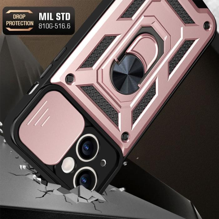 Bild 2, iPhone 14 Skal Armor Hybrid Ring CamShield Roséguld