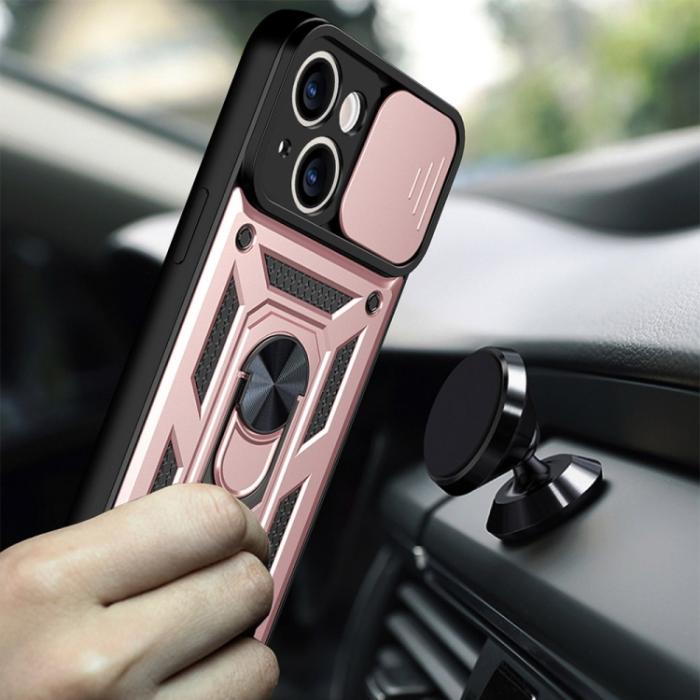 Bild 3, iPhone 14 Skal Armor Hybrid Ring CamShield Roséguld