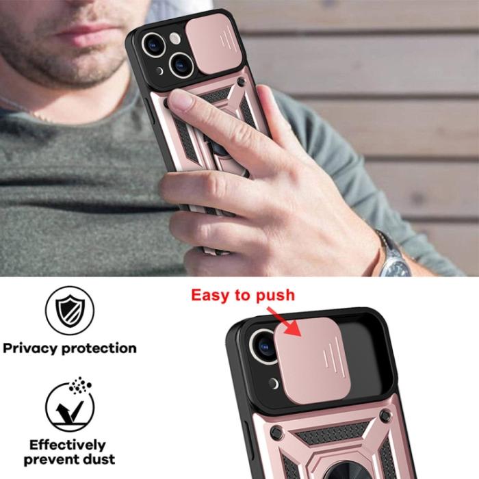 Bild 4, iPhone 14 Skal Armor Hybrid Ring CamShield Roséguld