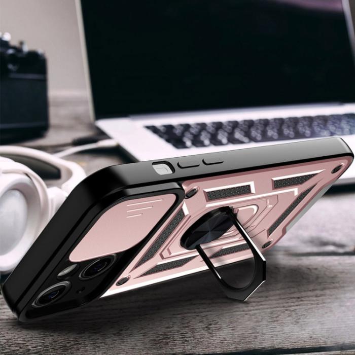 Bild 5, iPhone 14 Skal Armor Hybrid Ring CamShield Roséguld