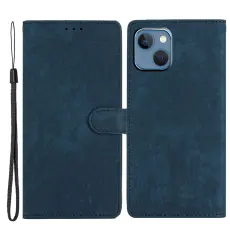 iPhone 15 Plus Fodral Skin Touch L&auml;der Bl&aring;