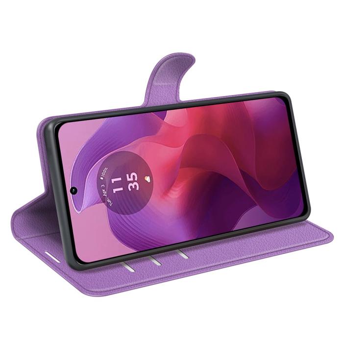 Bild 3, Motorola Moto G04 4G/G24 4G Fodral Litchi Läder Lila