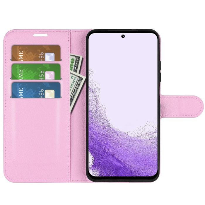 Bild 2, Samsung Galaxy S23 Fodral Litchi Läder Ljus Rosa