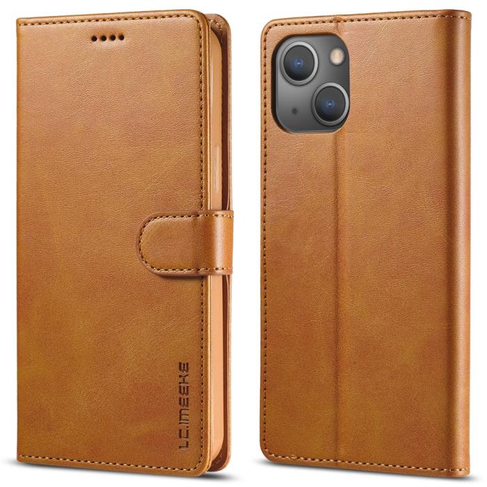 Bild 1, LC.IMEEKE iPhone 15 Plus Fodral Läder Brun