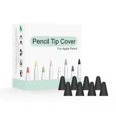 8-PACK Apple Pencil 1/2/Pro Spetsskydd / Tip Cover Svart