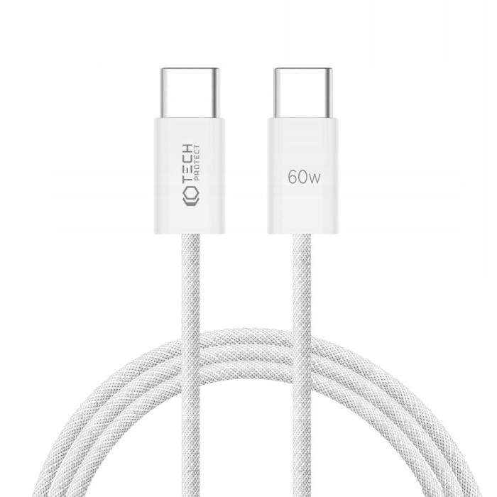 Bild 1, Tech-Protect 2 m 60W/3A PD USB-C - USB-C Kabel UltraBoost Vit