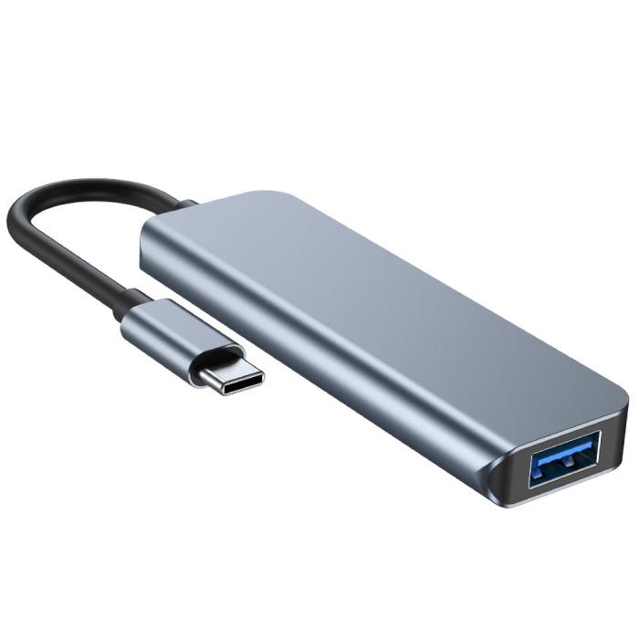 Bild 3, Tech-Protect 4in1 USB-C Hub 4x USB-A Grå