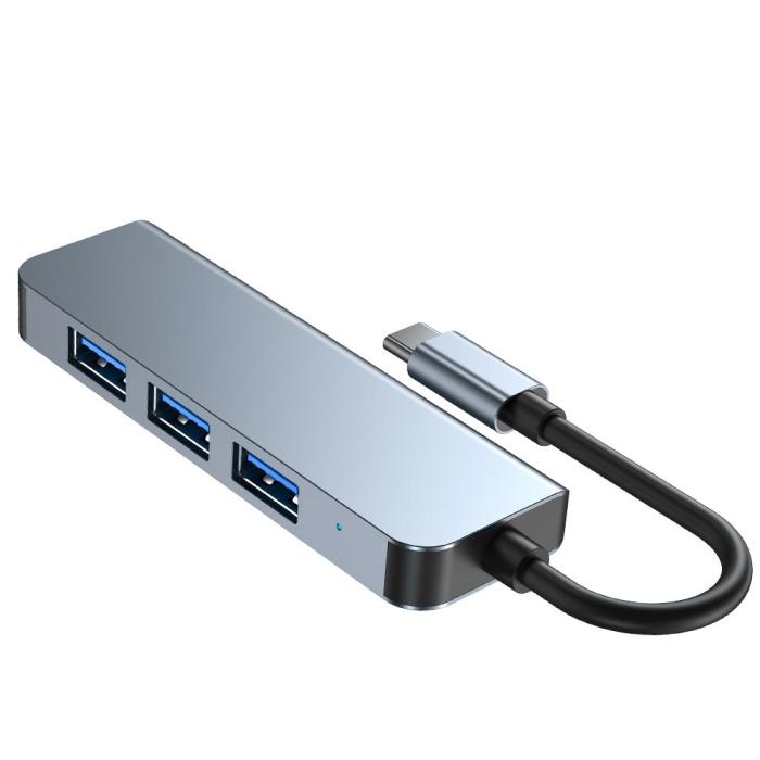 Bild 4, Tech-Protect 4in1 USB-C Hub 4x USB-A Grå