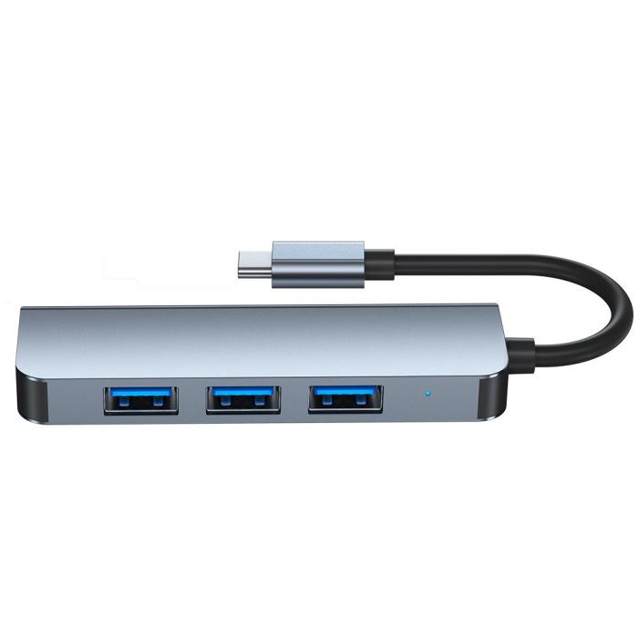 Bild 5, Tech-Protect 4in1 USB-C Hub 4x USB-A Grå