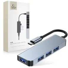 Tech-Protect 4in1 USB-C Hub 4x USB-A Gr&aring;