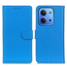 Xiaomi Redmi 15C Fodral Litchi L&auml;der Bl&aring;