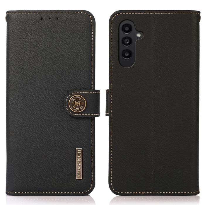 Bild 1, KHAZNEH Galaxy S24 Fodral RFID Äkta Läder Svart