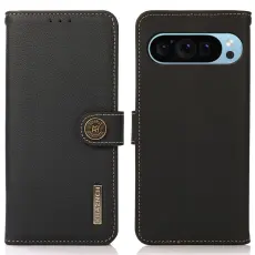 KHAZNEH Google Pixel 10/10 Pro/9/9 Pro Fodral RFID Äkta Läder Svart