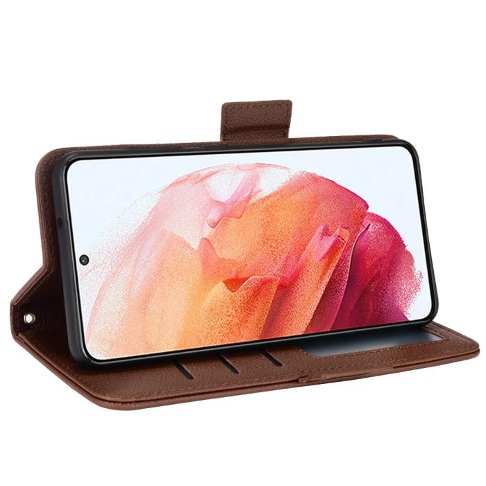 Bild 5, Samsung Galaxy S22 Plus Fodral Litchi Textur Brun
