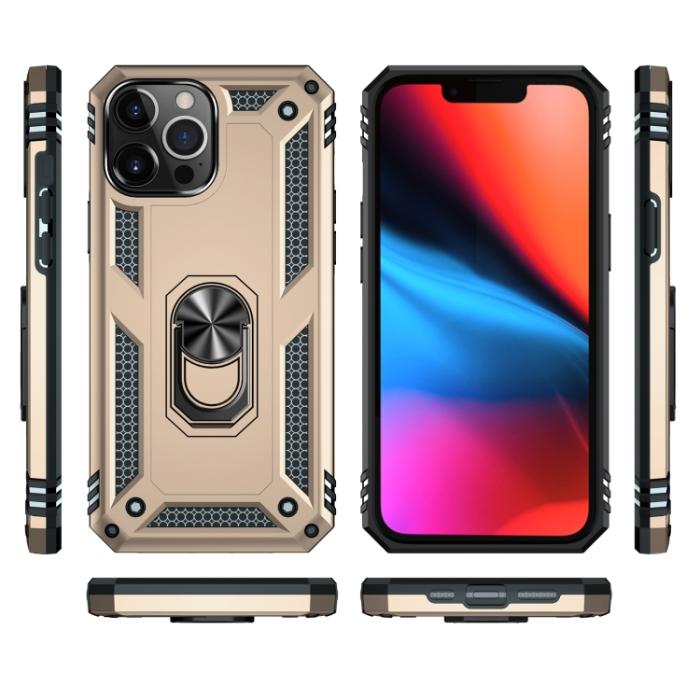 Bild 3, iPhone 14 Pro Max Skal Shockproof Hybrid Ring Guld