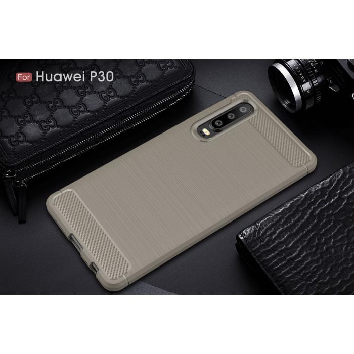 Bild 2, Huawei P30 - Brushed TPU Skal - Grå