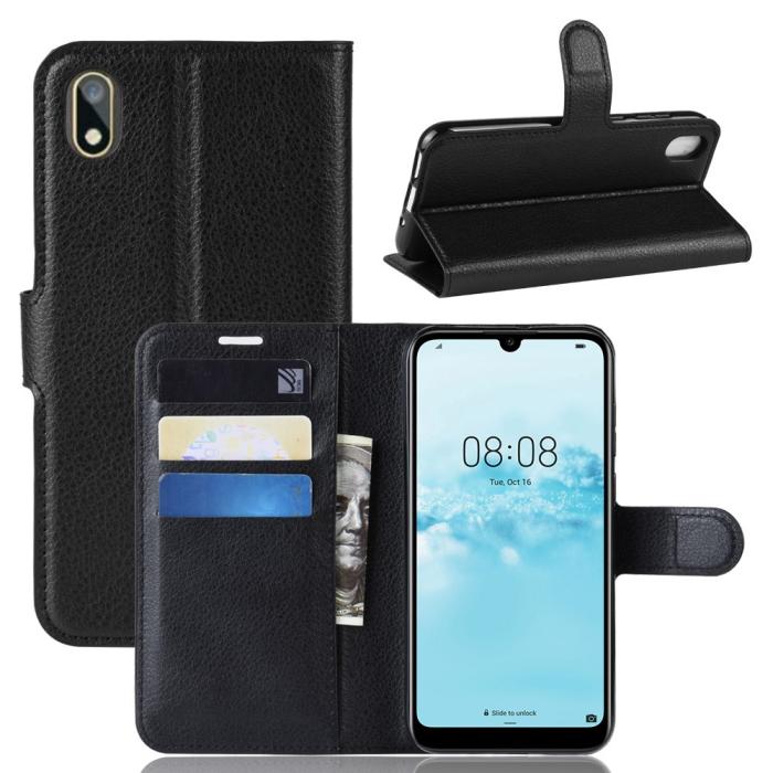 Bild 1, Huawei Y5 (2019) - Litchi Plånboksfodral - Svart