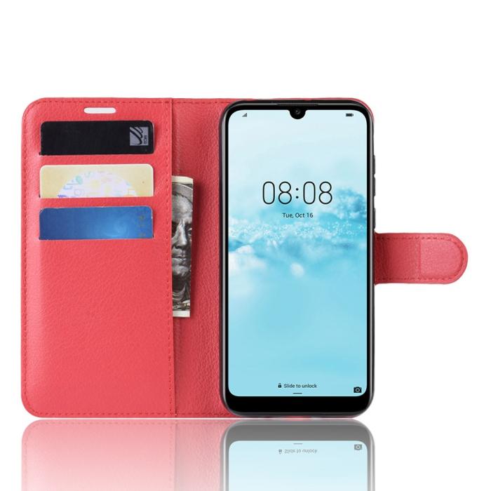 Bild 5, Huawei Y5 (2019) - Litchi Plånboksfodral - Röd