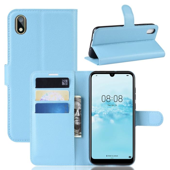 Bild 1, Huawei Y5 (2019) - Litchi Plånboksfodral - Ljus Blå