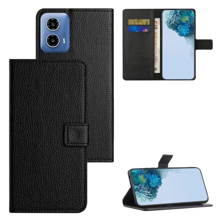 Bild 4, Motorola Moto G35 5G Fodral Litchi Läder Svart