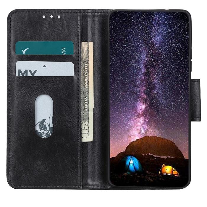 Bild 2, Galaxy A14 4G/5G Fodral Split Läder Crazy Horse Svart