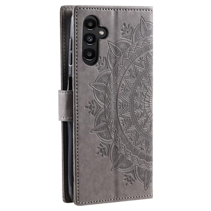 Bild 6, Samsung Galaxy A35 5G Fodral Mandala Läder Grå