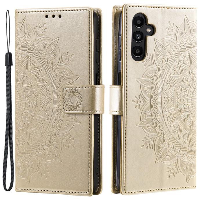 Bild 1, Samsung Galaxy A35 5G Fodral Mandala Läder Guld