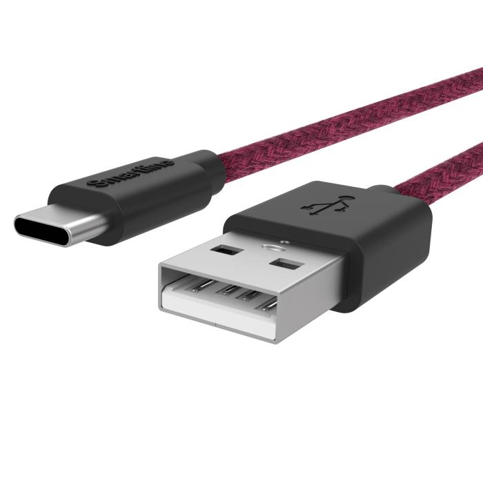 Bild 2, Smartline 2m 3A USB-C Fuzzy Laddningskabel Lila
