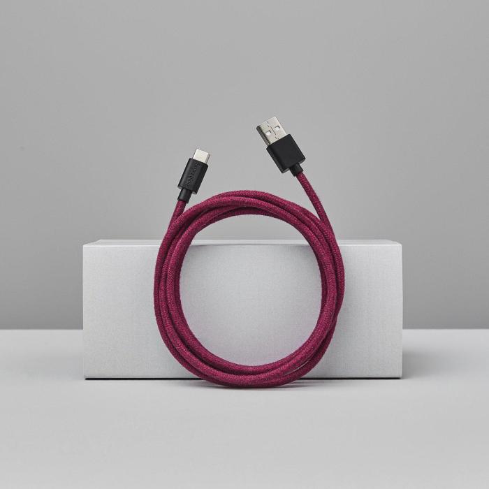 Bild 4, Smartline 2m 3A USB-C Fuzzy Laddningskabel Lila