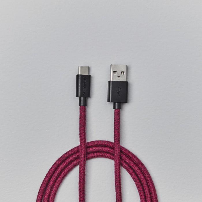 Bild 5, Smartline 2m 3A USB-C Fuzzy Laddningskabel Lila