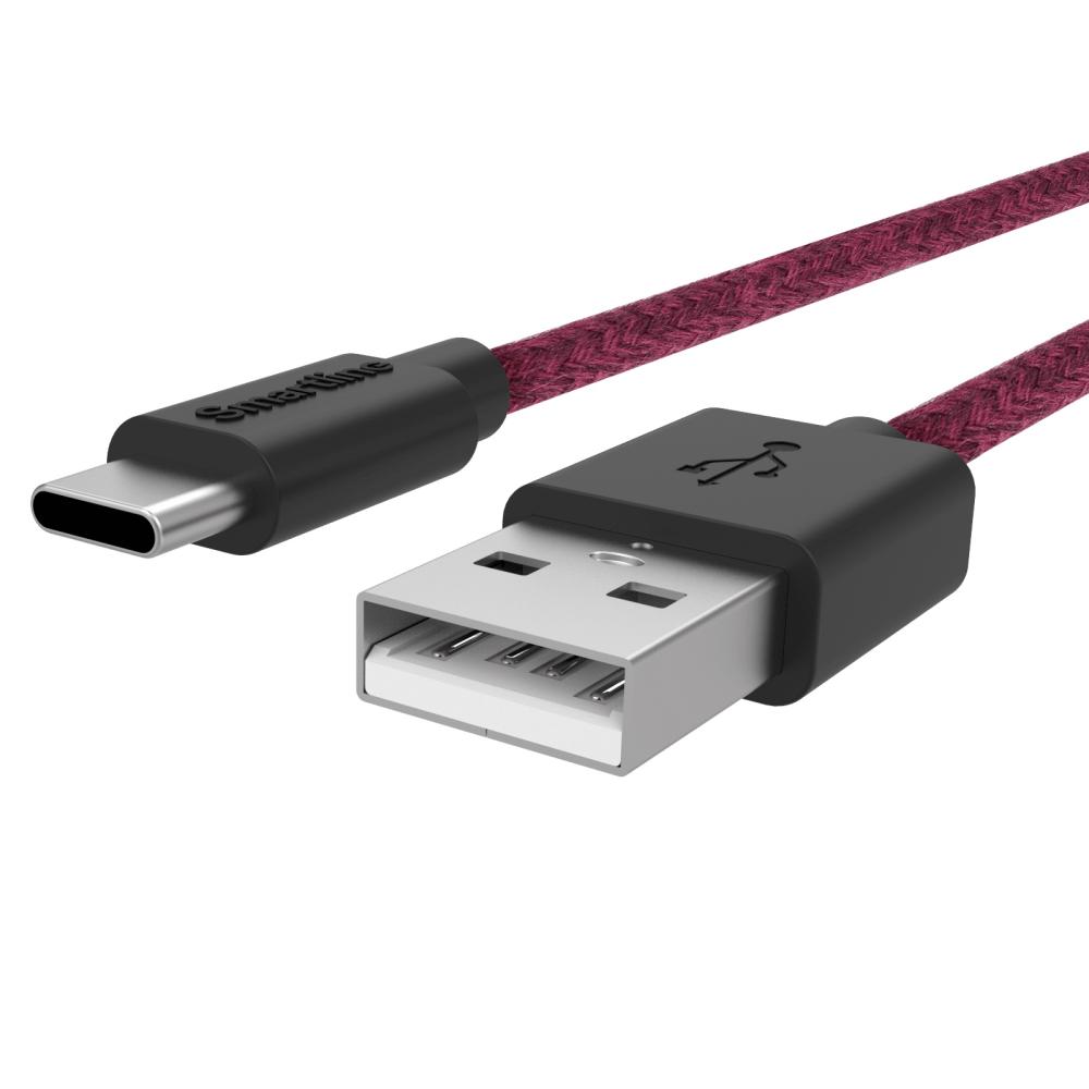 Smartline 2m 3A USB-C Fuzzy Laddningskabel Lila